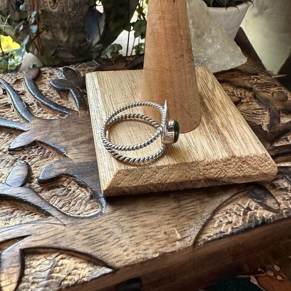 Crescent Moon Boho Serpentine Sterling Silver Ring Size 8 - Picture 4 of 4